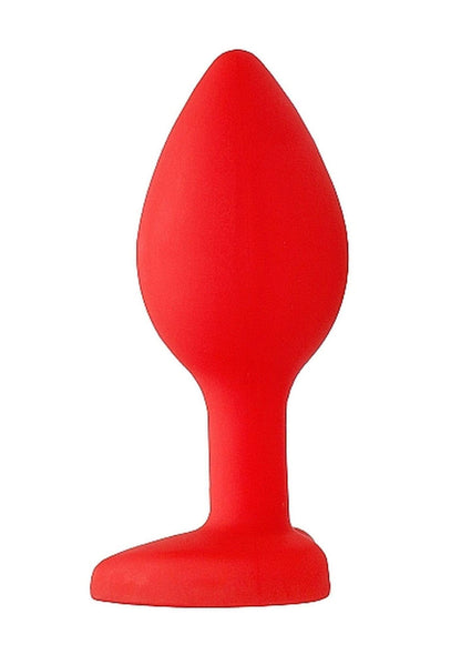 6-Silikonowy korek analny czerwony z diamentem 7,5cm-6