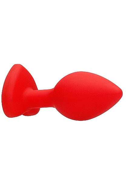 8-Silikonowy korek analny czerwony z diamentem 7,5cm-8