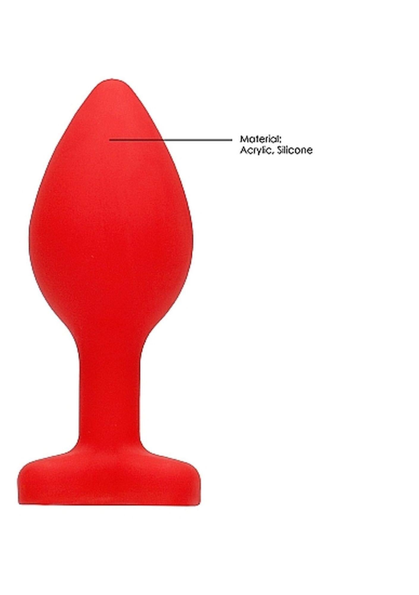 12-Silikonowy korek analny czerwony z diamentem 7,5cm-12