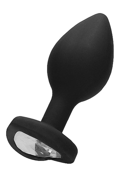 1-Czarny korek analny zatyczka plug z diamentem 8 cm-1