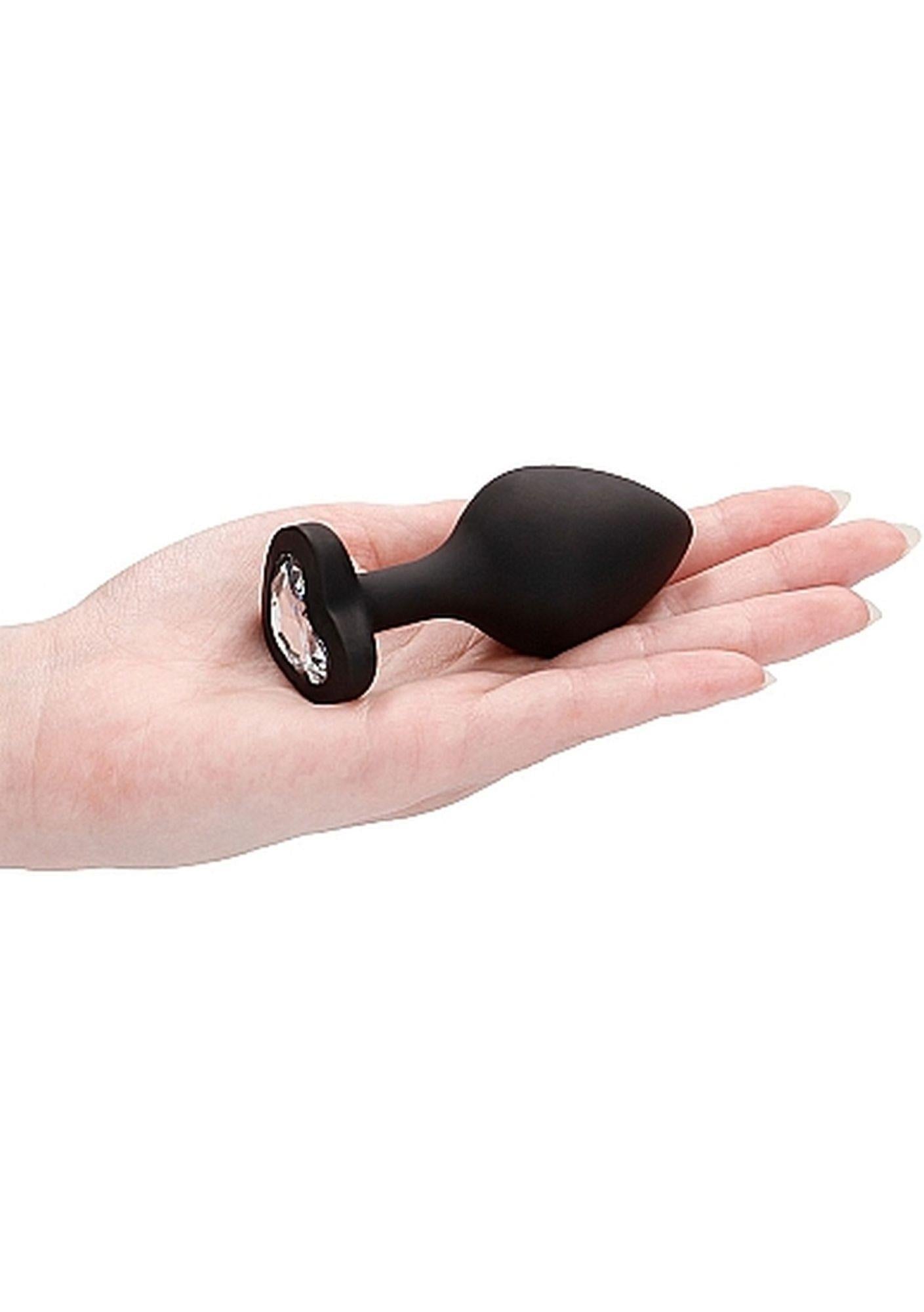 9-Czarny korek analny zatyczka plug z diamentem 8 cm-9
