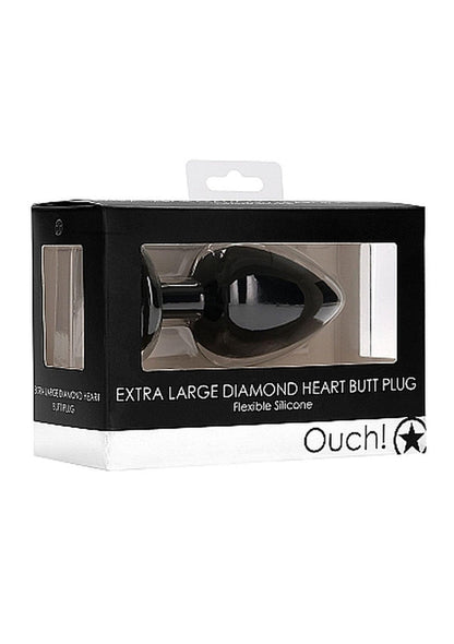 2-Diamond Heart Butt Plug - Extra Large - Black-2