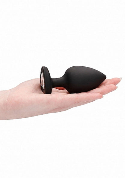 8-Diamond Heart Butt Plug - Extra Large - Black-8