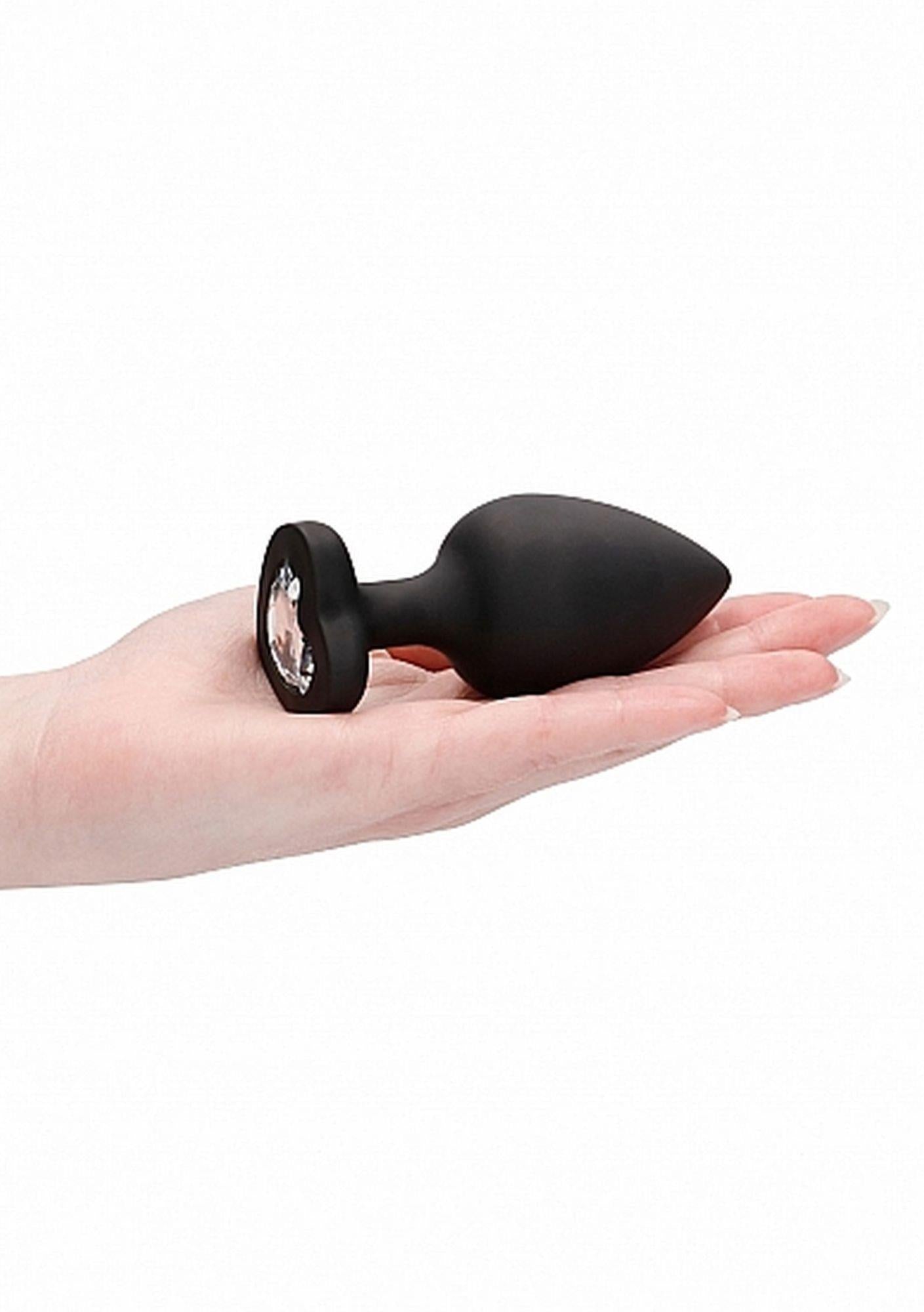9-Diamond Heart Butt Plug - Extra Large - Black-9