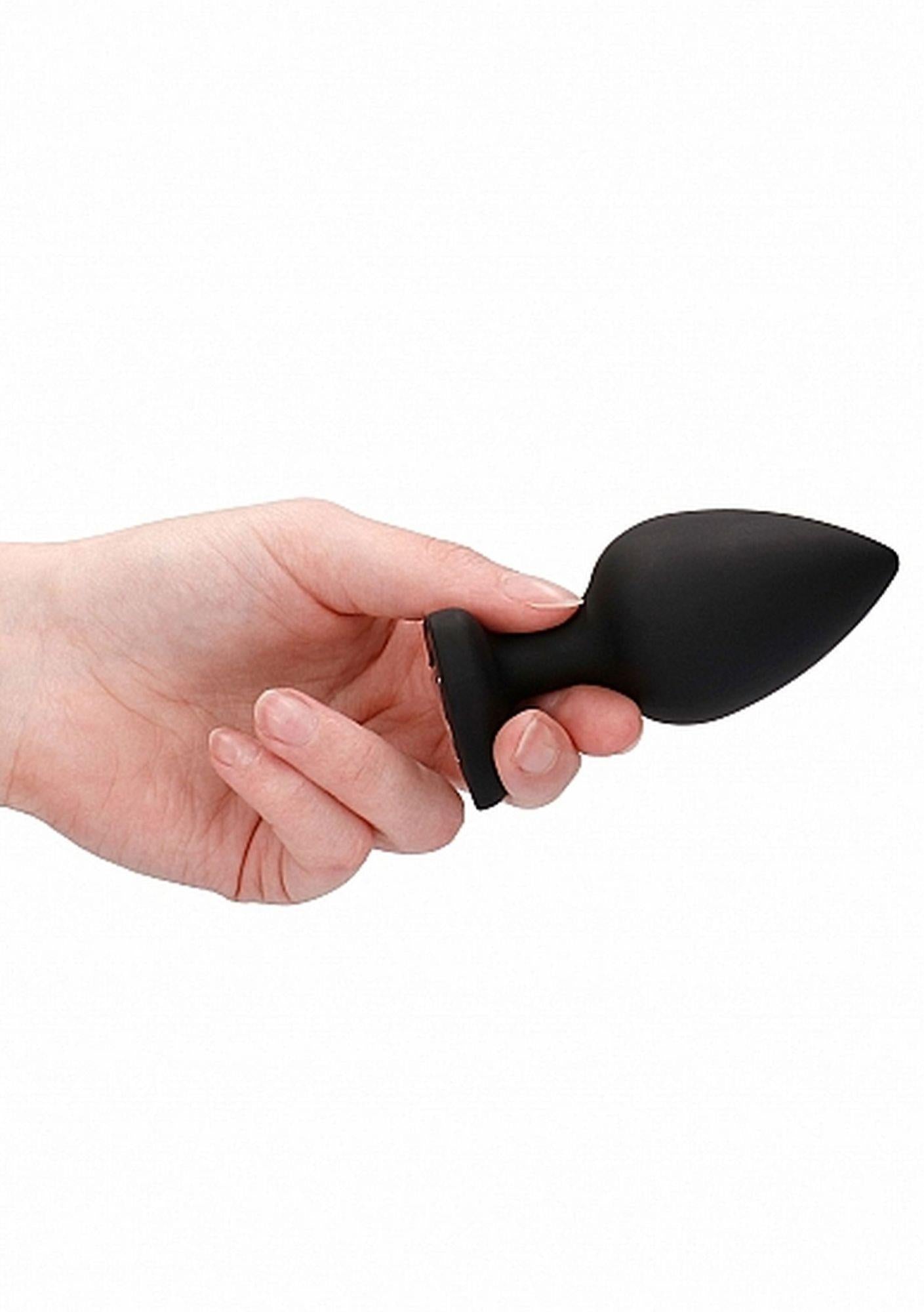 10-Diamond Heart Butt Plug - Extra Large - Black-10