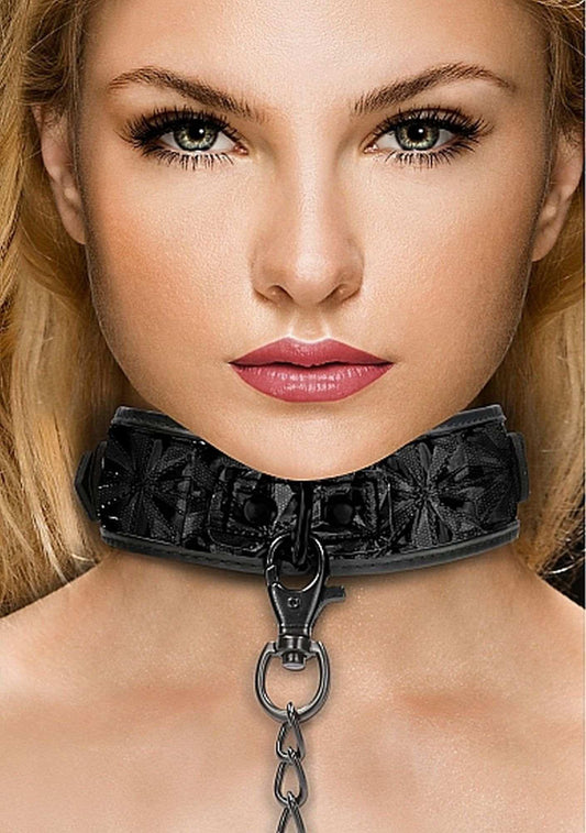 1-Luxury Collar with Leash - Black-1