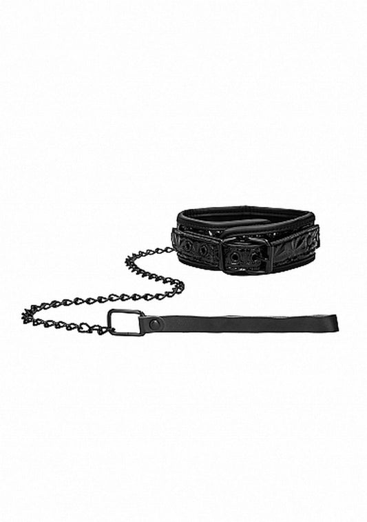 2-Luxury Collar with Leash - Black-2