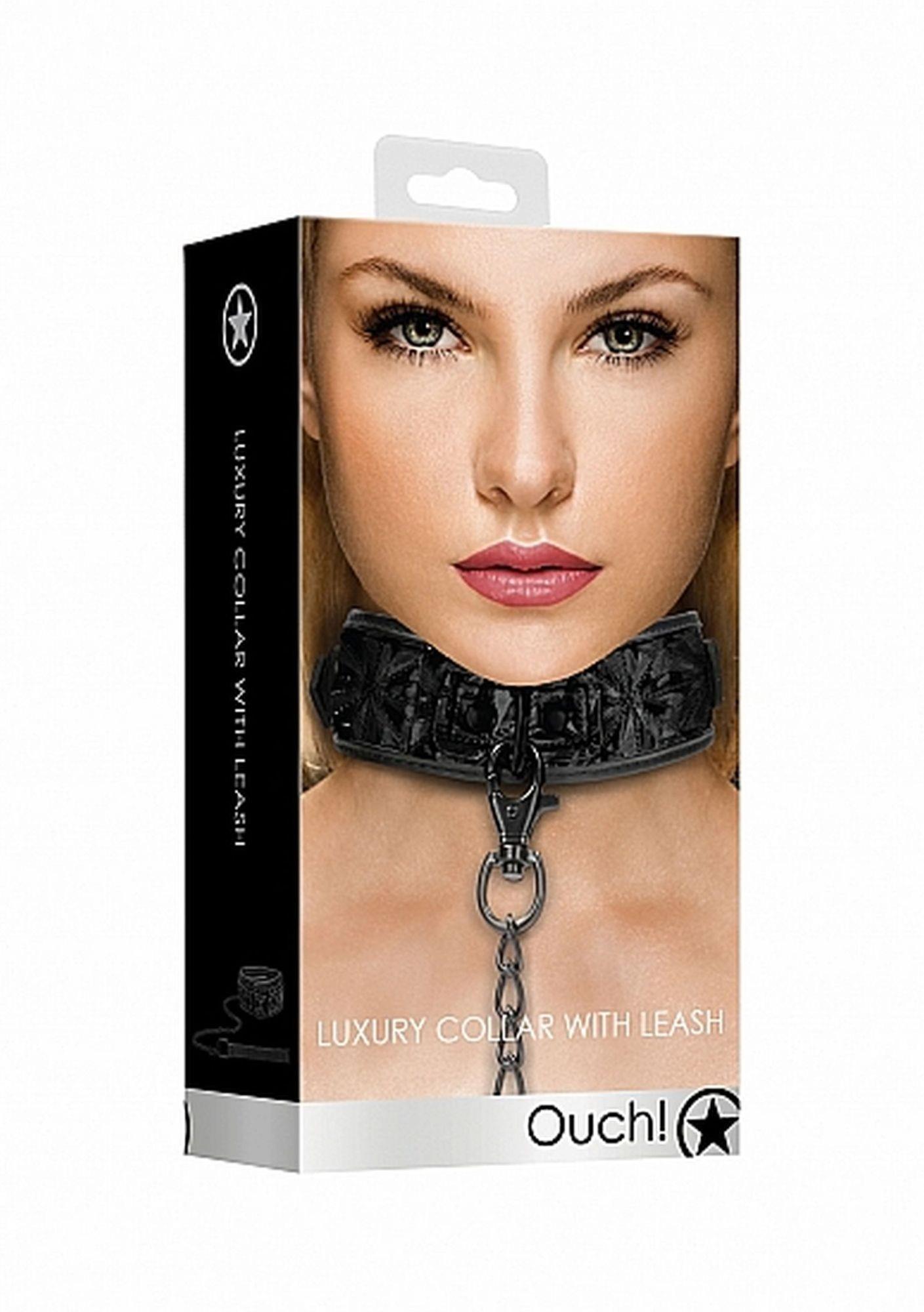 3-Luxury Collar with Leash - Black-3