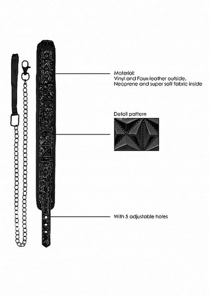 6-Luxury Collar with Leash - Black-6