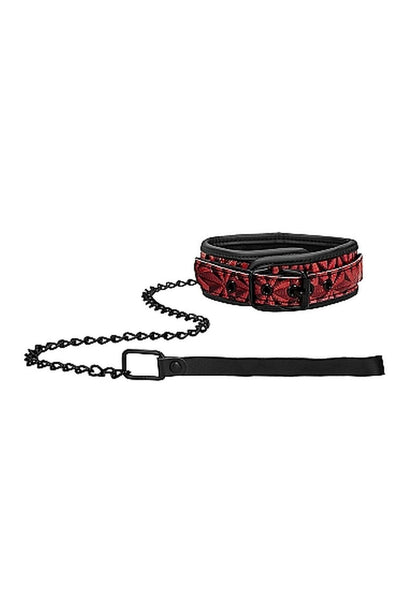2-Luxury Collar with Leash - Burgundy-2