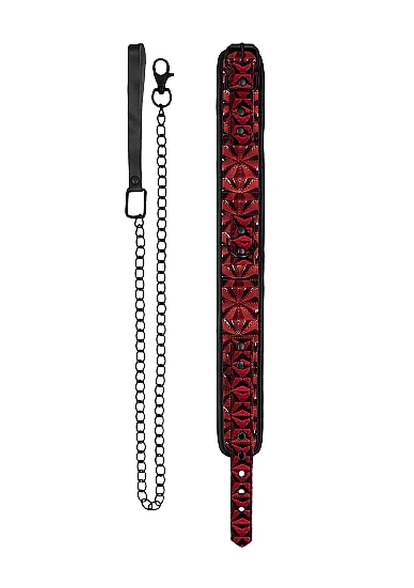 5-Luxury Collar with Leash - Burgundy-5