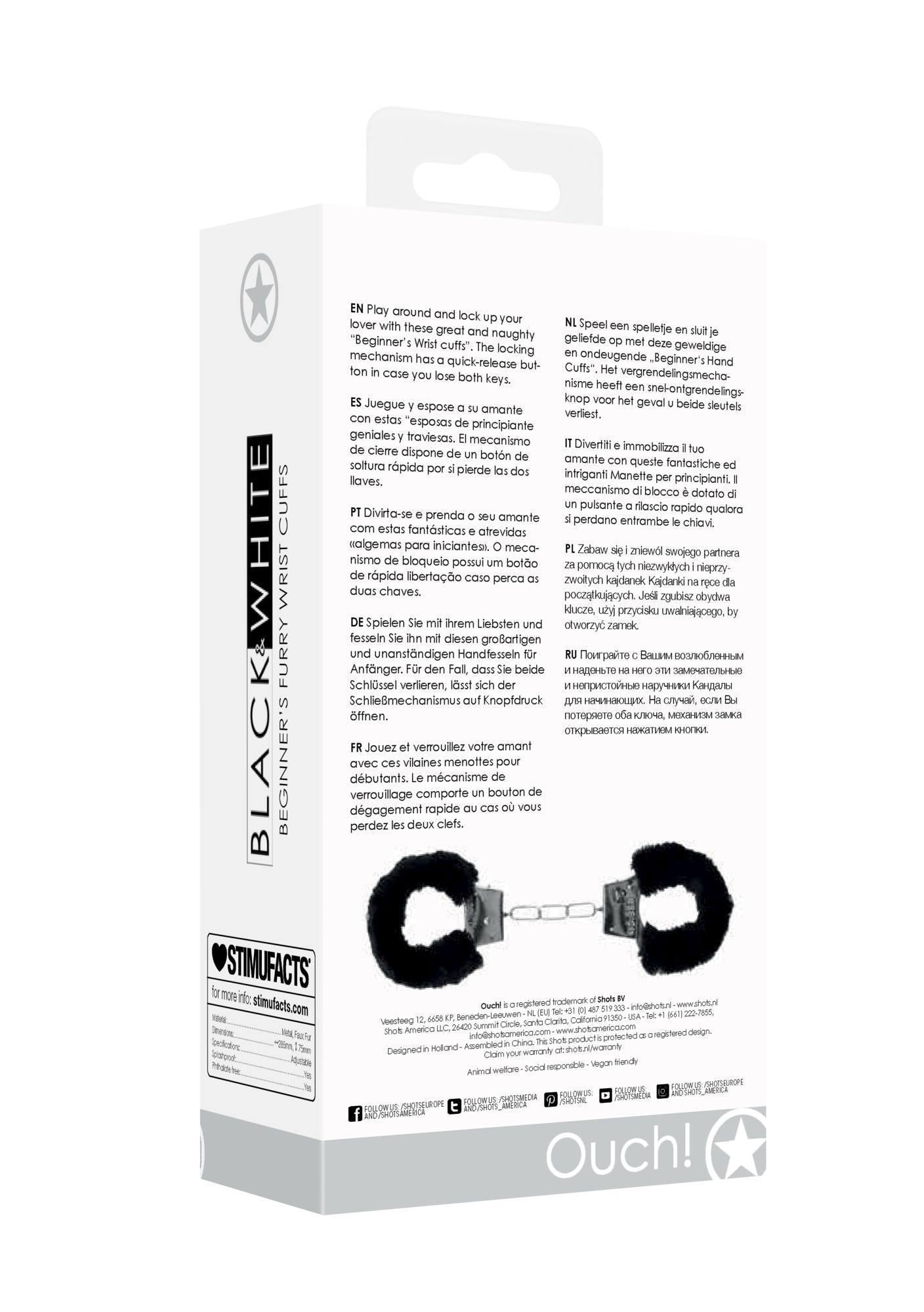 7-Pleasure Furry Hand Cuffs - With Quick-Release Button-7