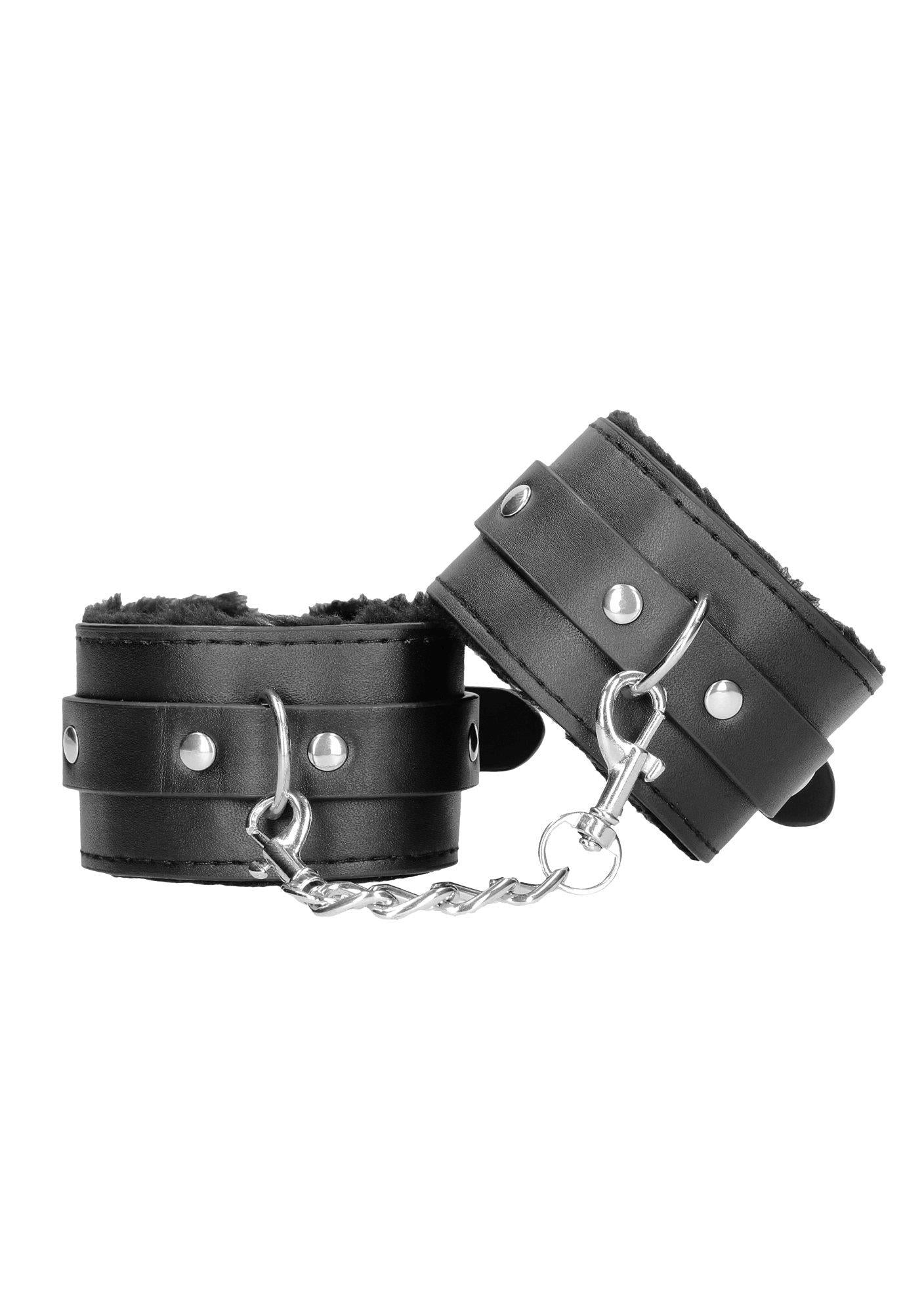 2-Plush Bonded Leather Hand Cuffs - With Adjustable Straps-2