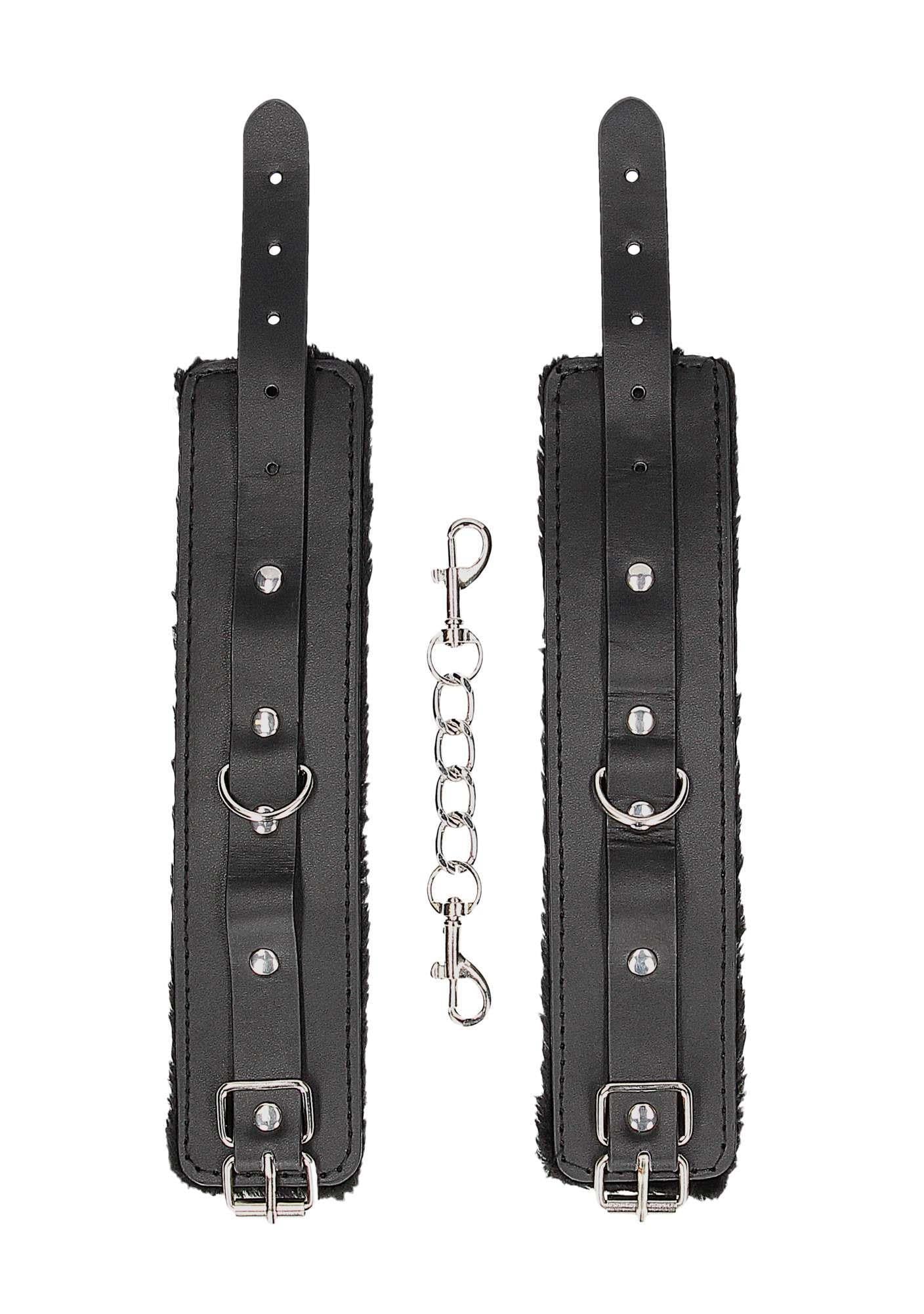3-Plush Bonded Leather Hand Cuffs - With Adjustable Straps-3