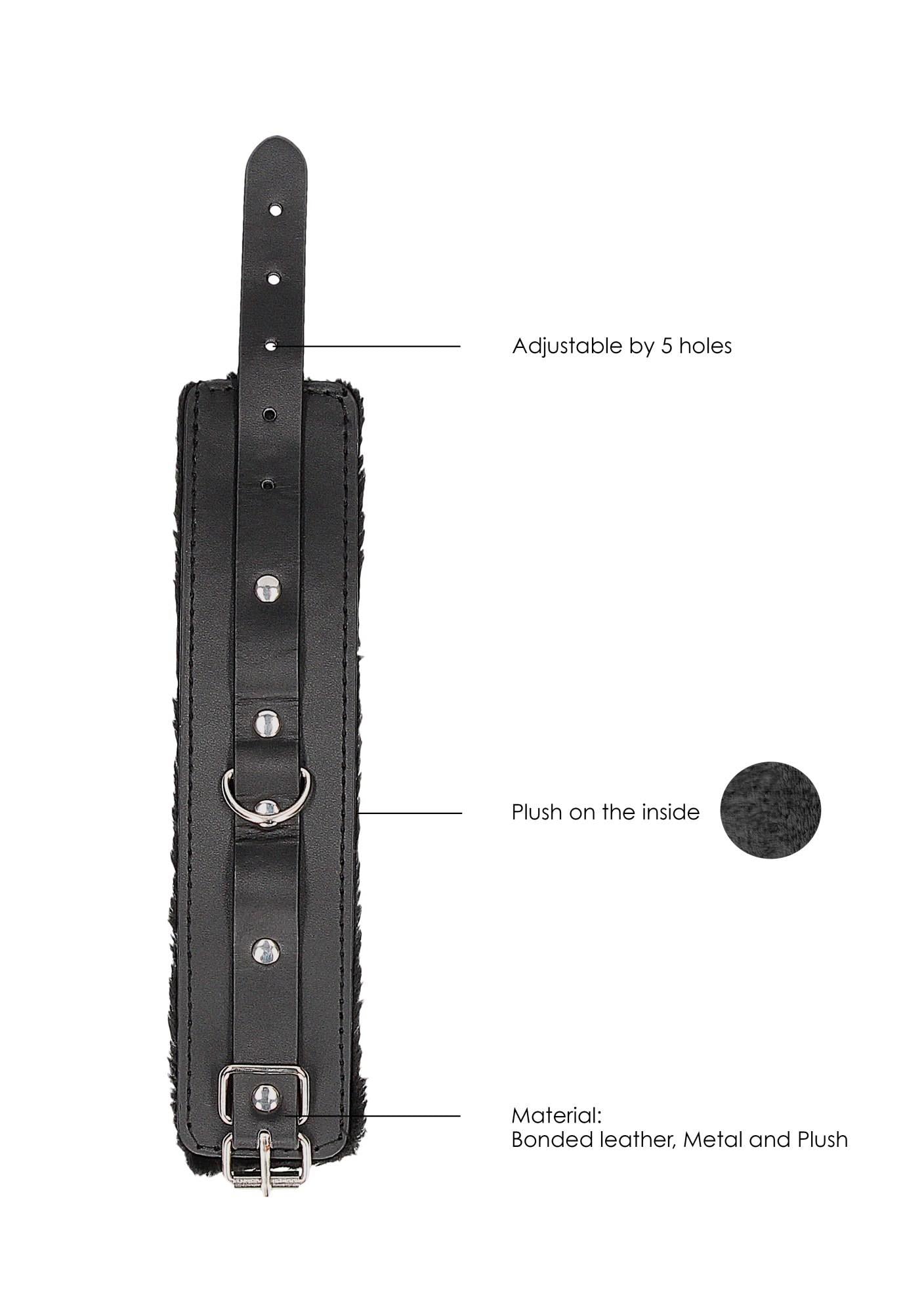 5-Plush Bonded Leather Hand Cuffs - With Adjustable Straps-5