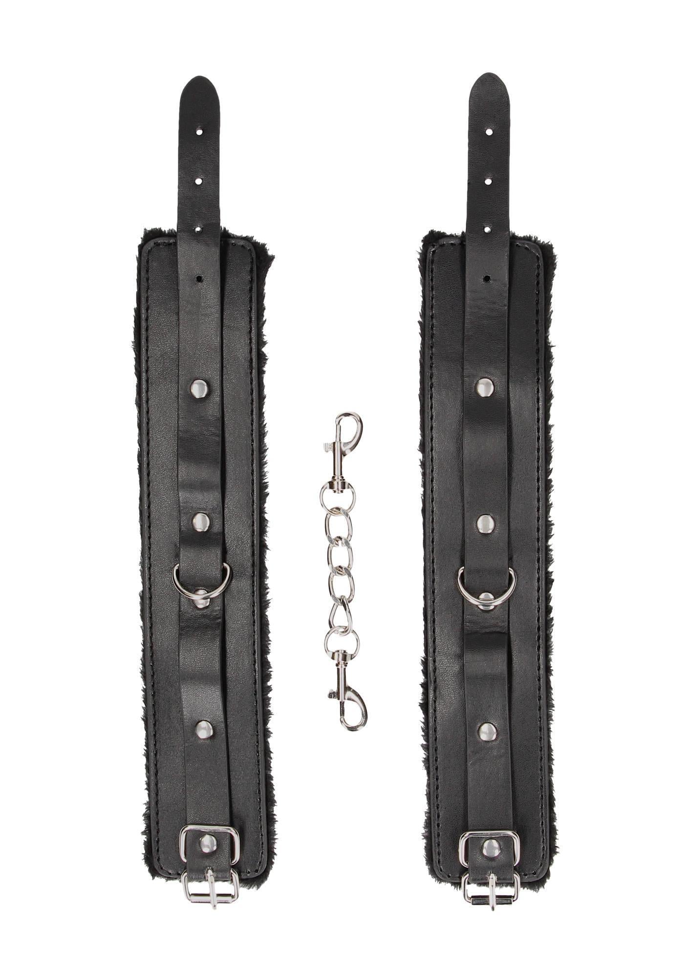 3-Plush Bonded Leather Ankle Cuffs - With Adjustable Straps-3
