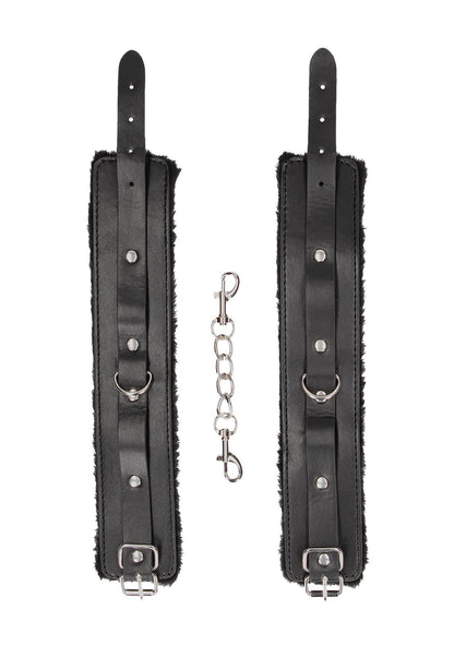 3-Plush Bonded Leather Ankle Cuffs - With Adjustable Straps-3