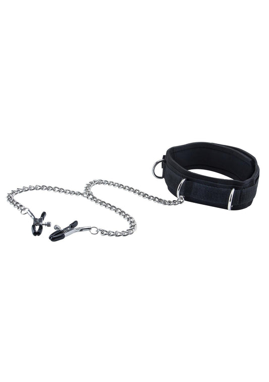 2-Velcro Collar With Nipple Clamps - With Adjustable Straps-2