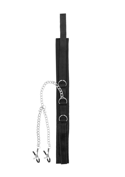 4-Velcro Collar With Nipple Clamps - With Adjustable Straps-4