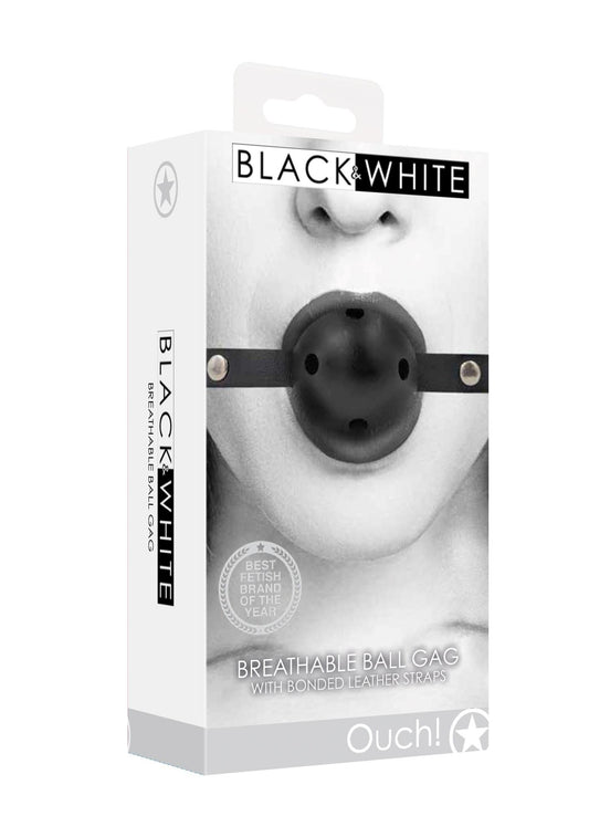 1-Breathable Ball Gag - With Bonded Leather Straps-1