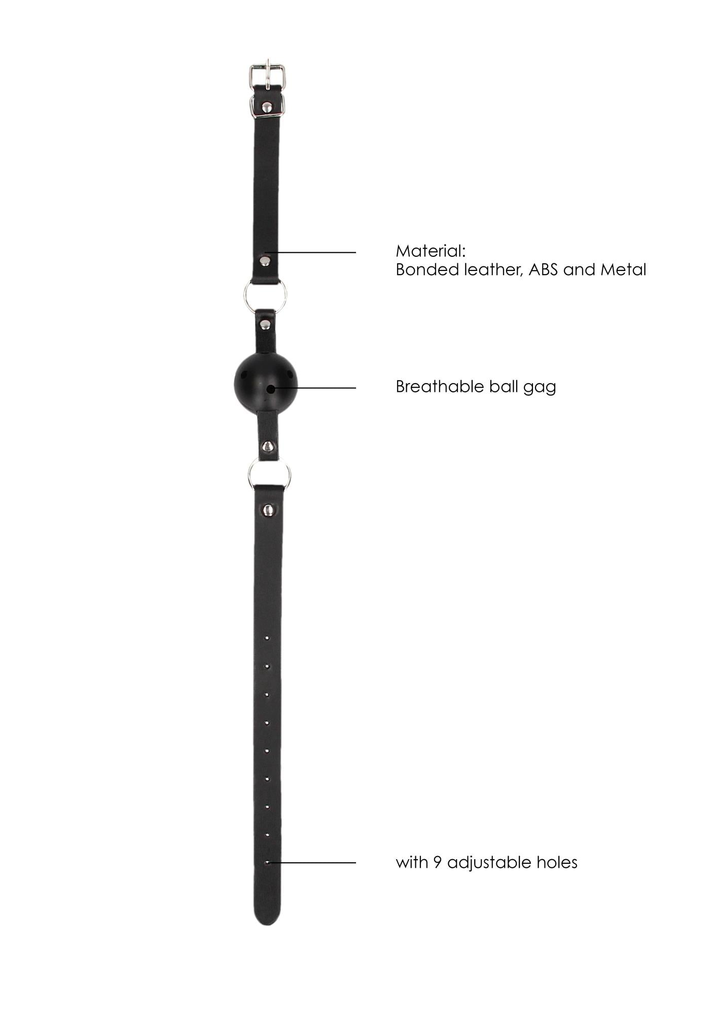 4-Breathable Ball Gag - With Bonded Leather Straps-4