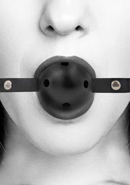 7-Breathable Ball Gag - With Bonded Leather Straps-7