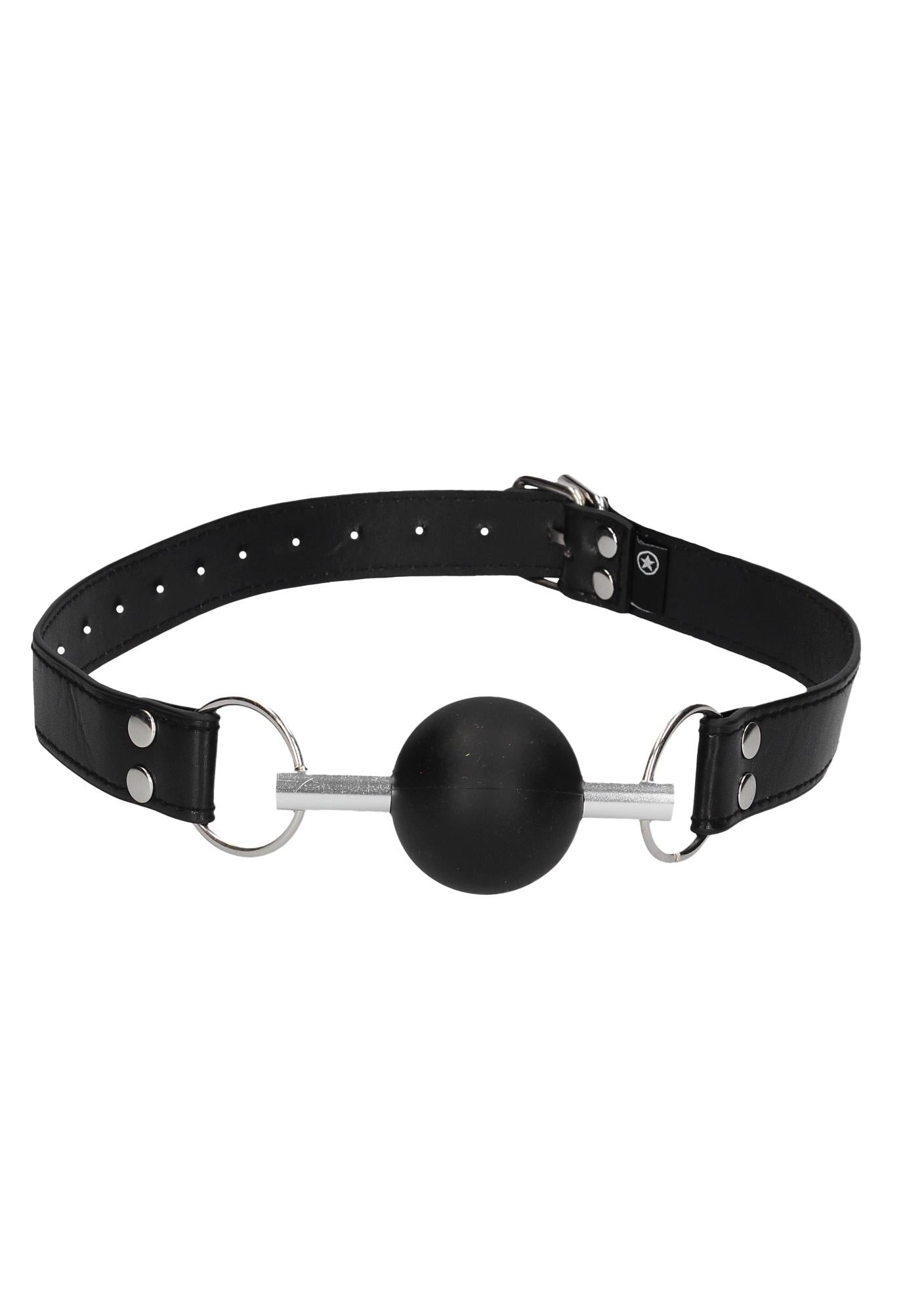 2-Solid Ball Gag - With Bonded Leather Straps-2