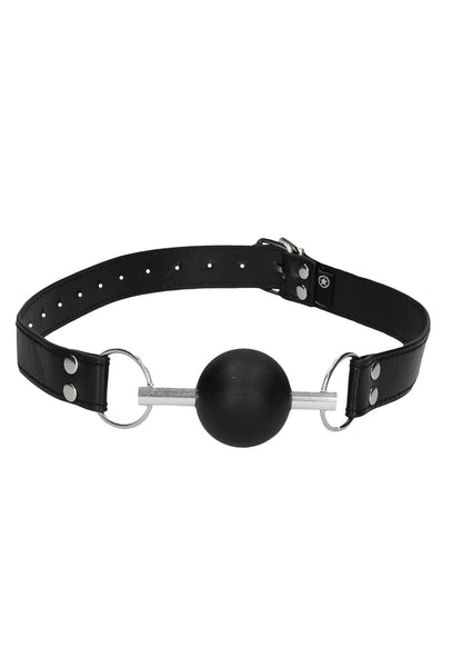 2-Solid Ball Gag - With Bonded Leather Straps-2