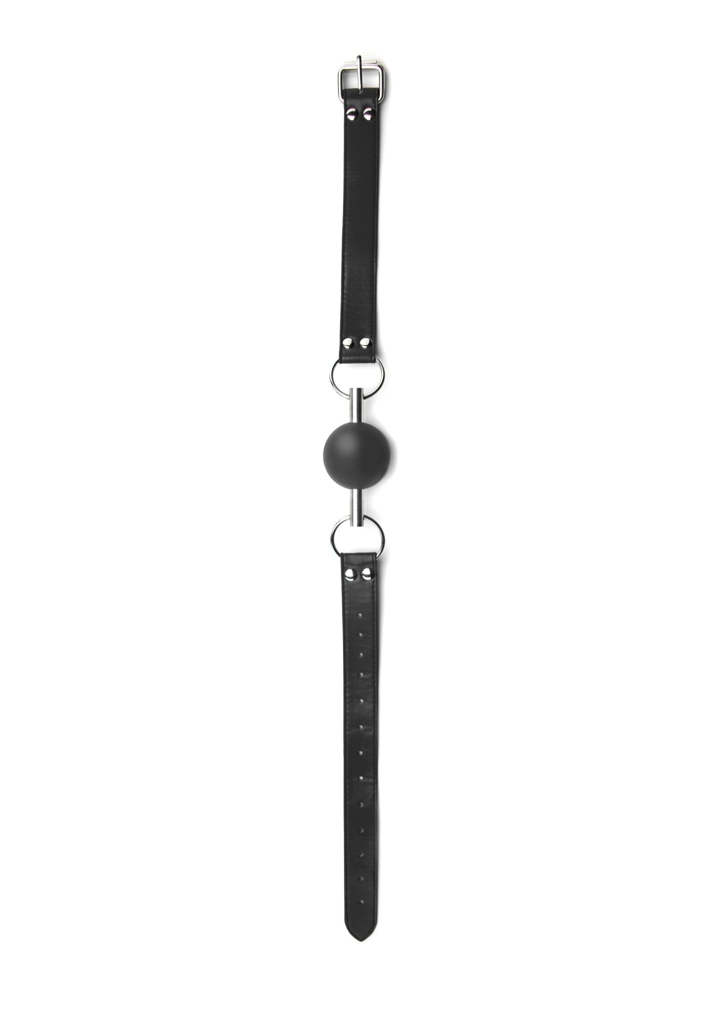 3-Solid Ball Gag - With Bonded Leather Straps-3