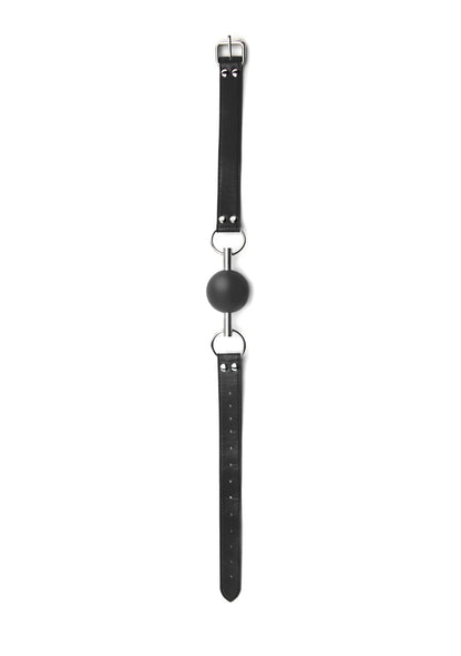 3-Solid Ball Gag - With Bonded Leather Straps-3