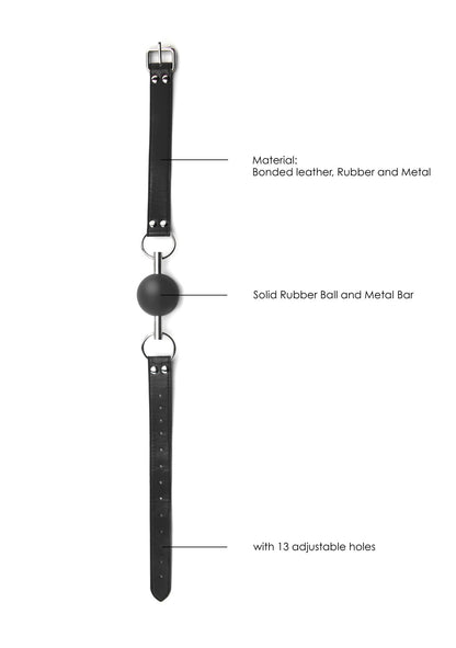 4-Solid Ball Gag - With Bonded Leather Straps-4