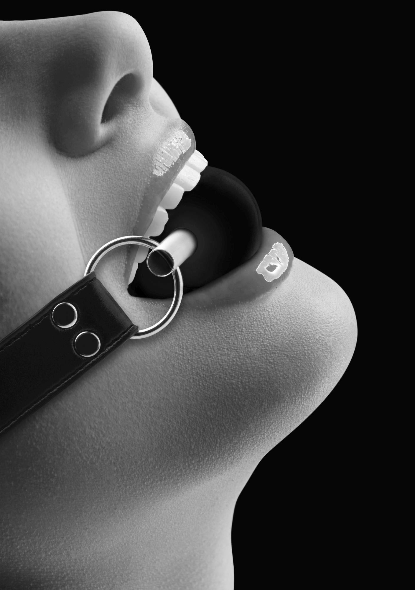 8-Solid Ball Gag - With Bonded Leather Straps-8