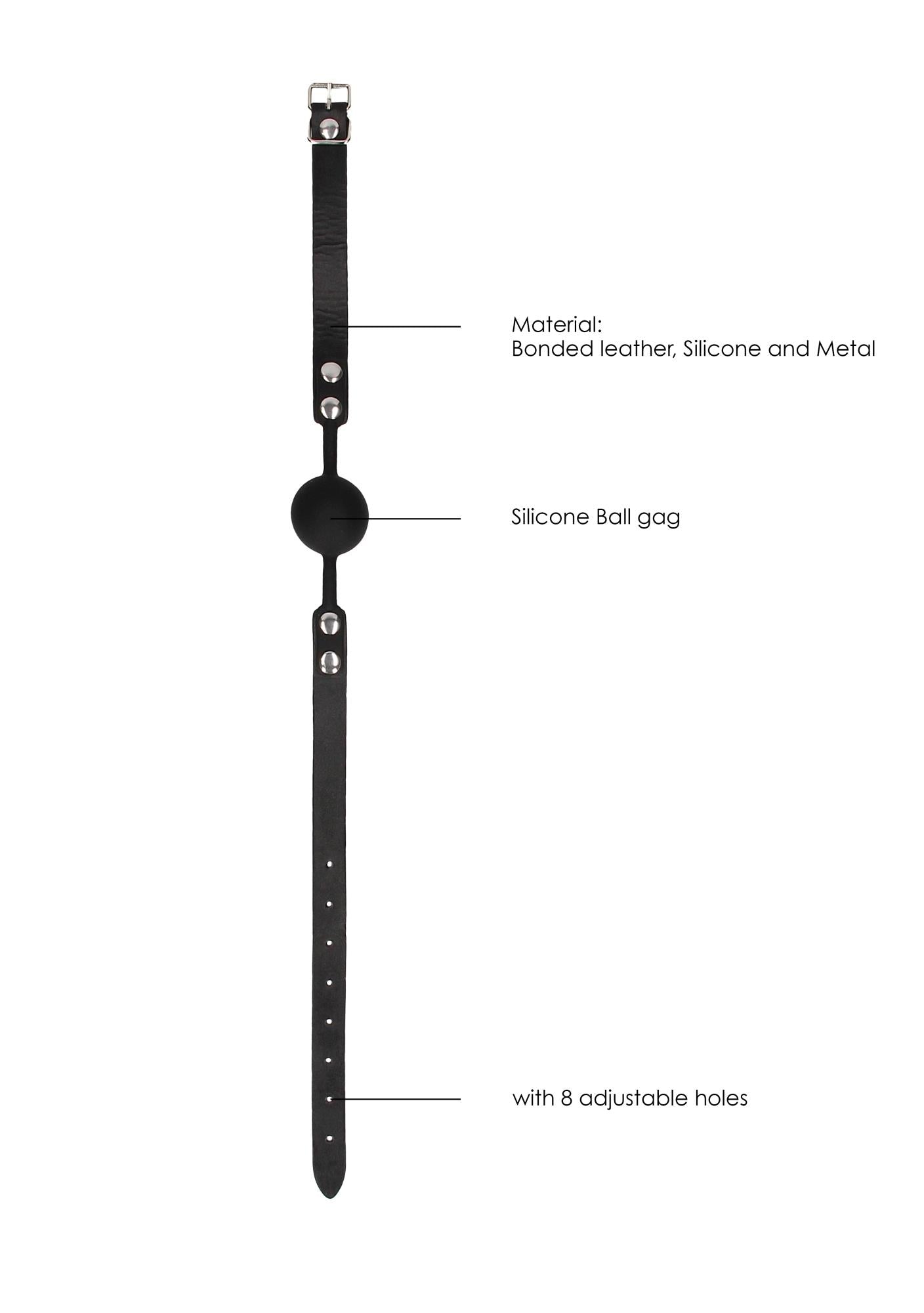 5-Silicone Ball Gag - with Adjustable Bonded Leather Straps-5