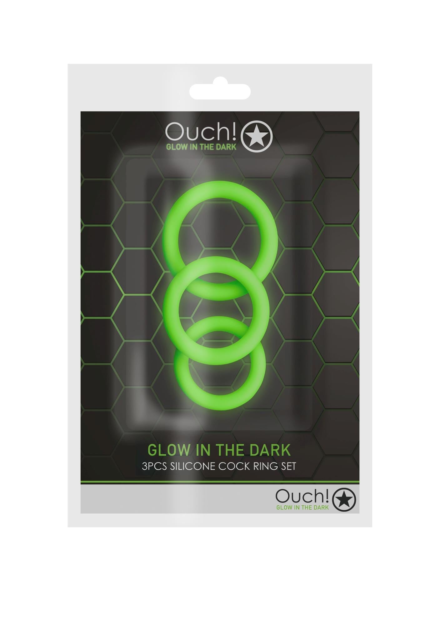 1-3 pcs Cock Ring Set - Glow in the Dark - Neon Green-1