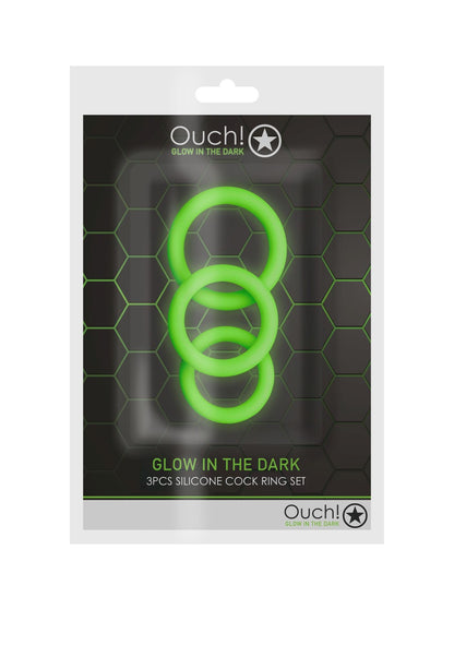 1-3 pcs Cock Ring Set - Glow in the Dark - Neon Green-1