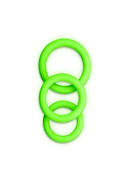 2-3 pcs Cock Ring Set - Glow in the Dark - Neon Green-2