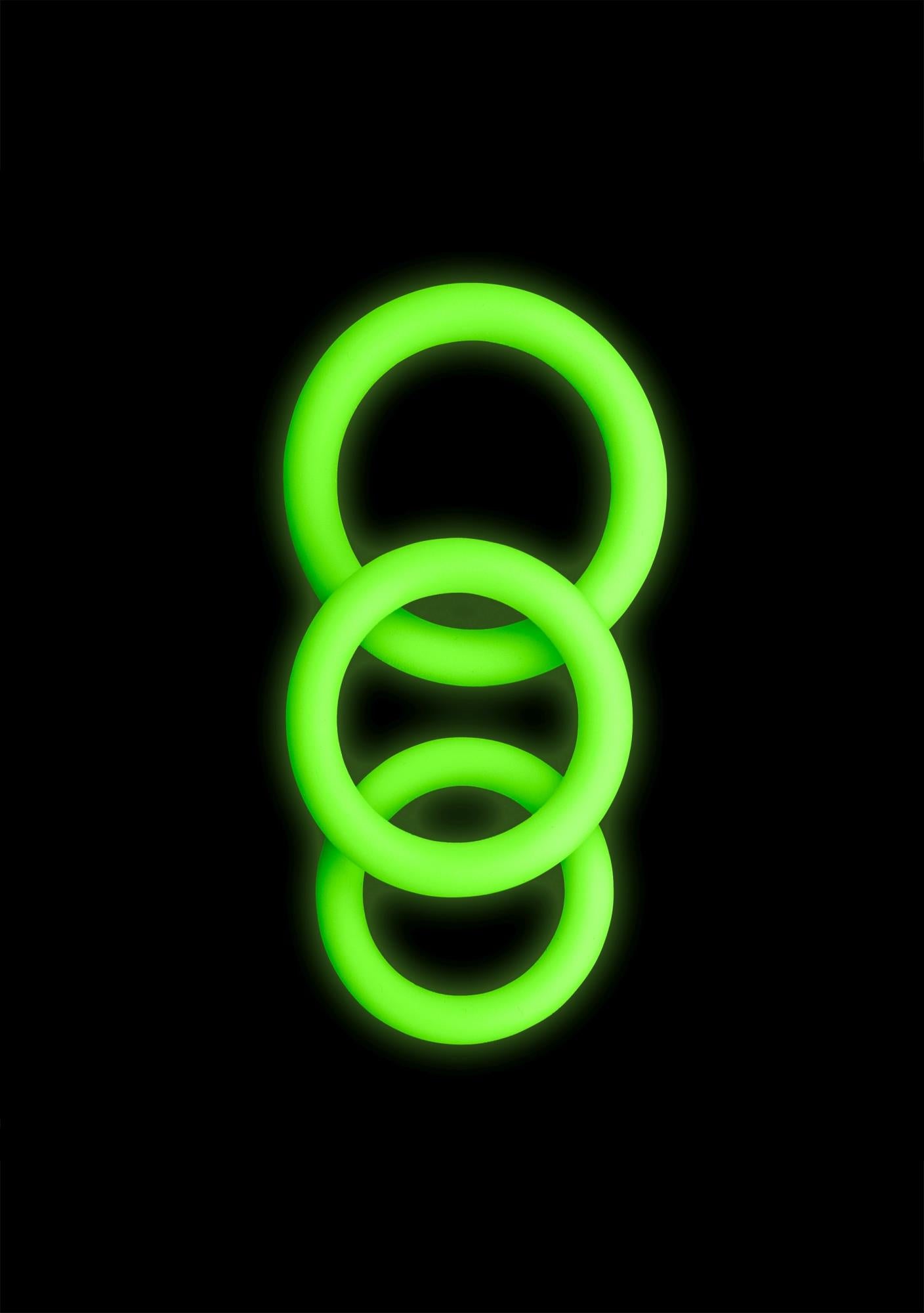 3-3 pcs Cock Ring Set - Glow in the Dark - Neon Green-3