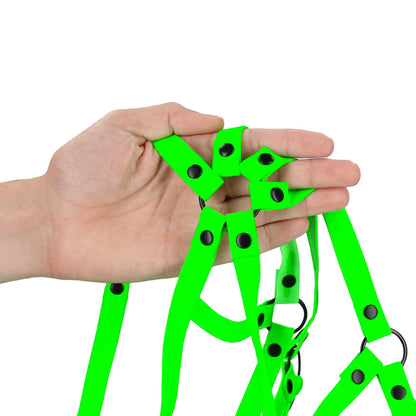 3-Full Body Harness - GitD - Neon Green/Black - S/M-3