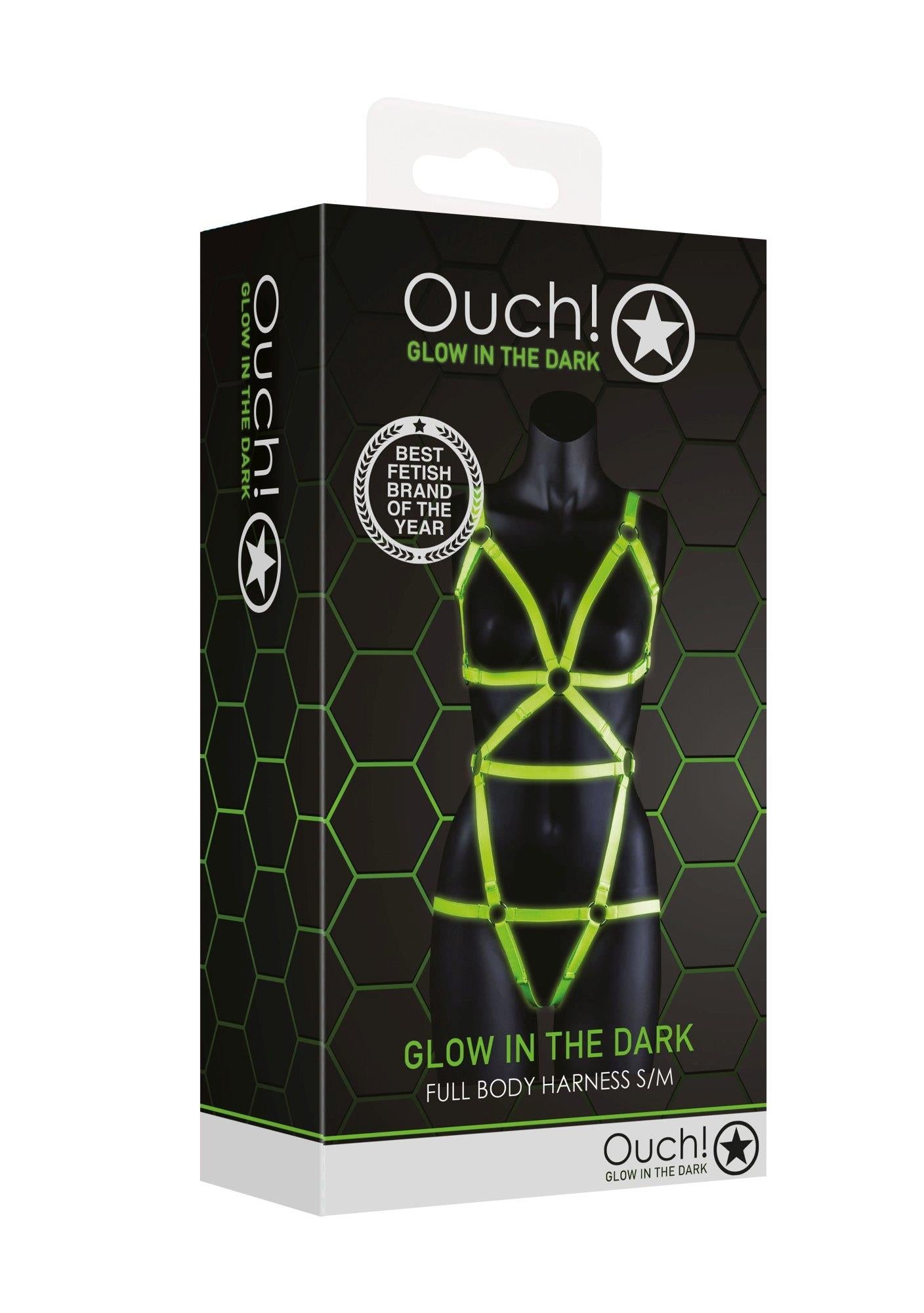 4-Full Body Harness - GitD - Neon Green/Black - S/M-4