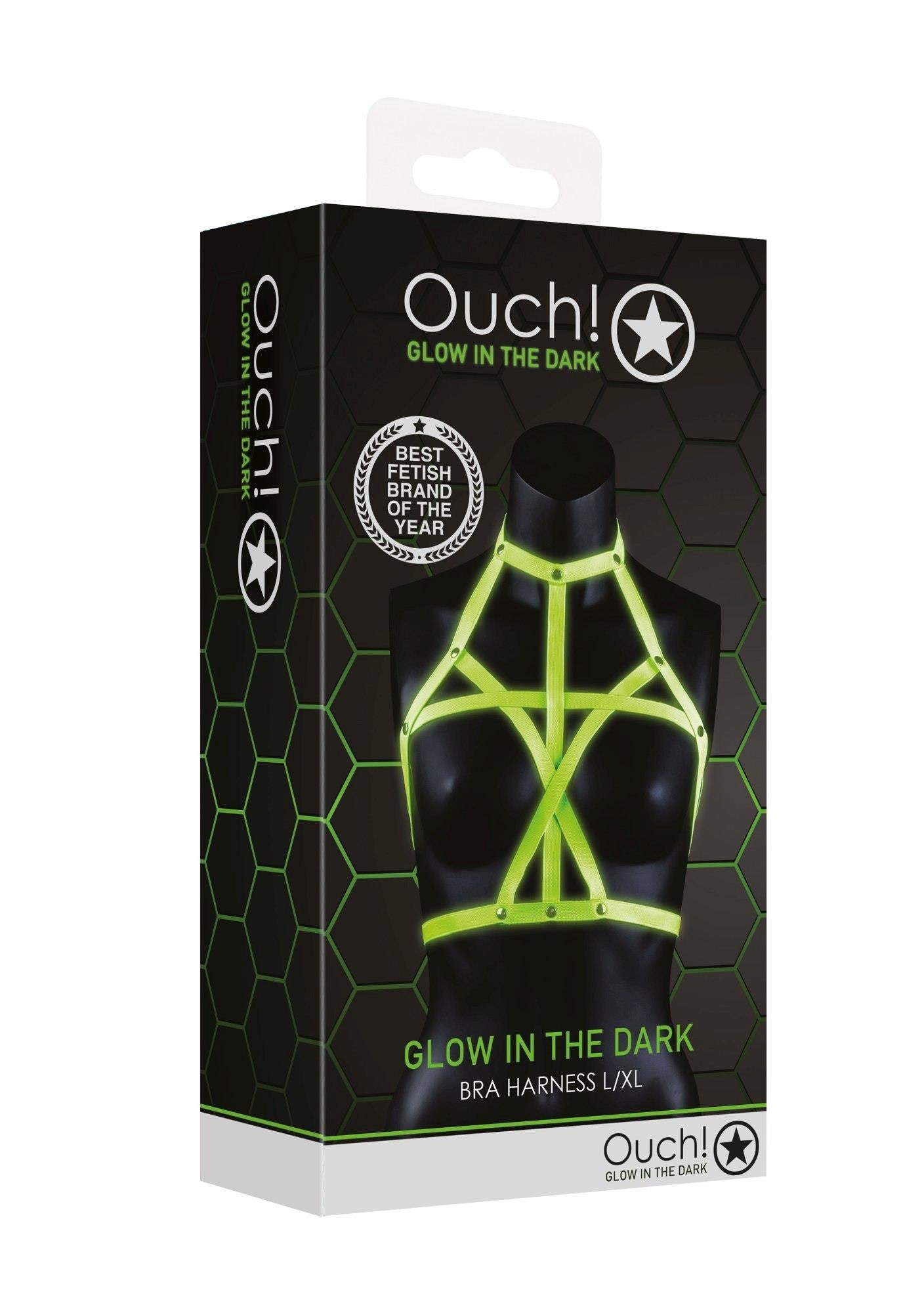 3-Bra Harness - Glow in the Dark - Neon Green/Black - L/XL-3