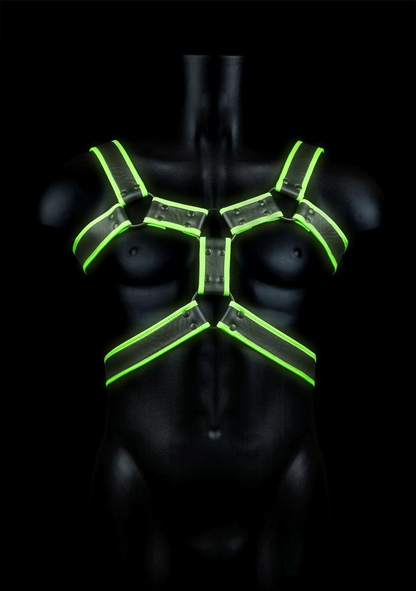 5-Body Harness - Glow in the Dark - Neon Green/Black - L/XL-5
