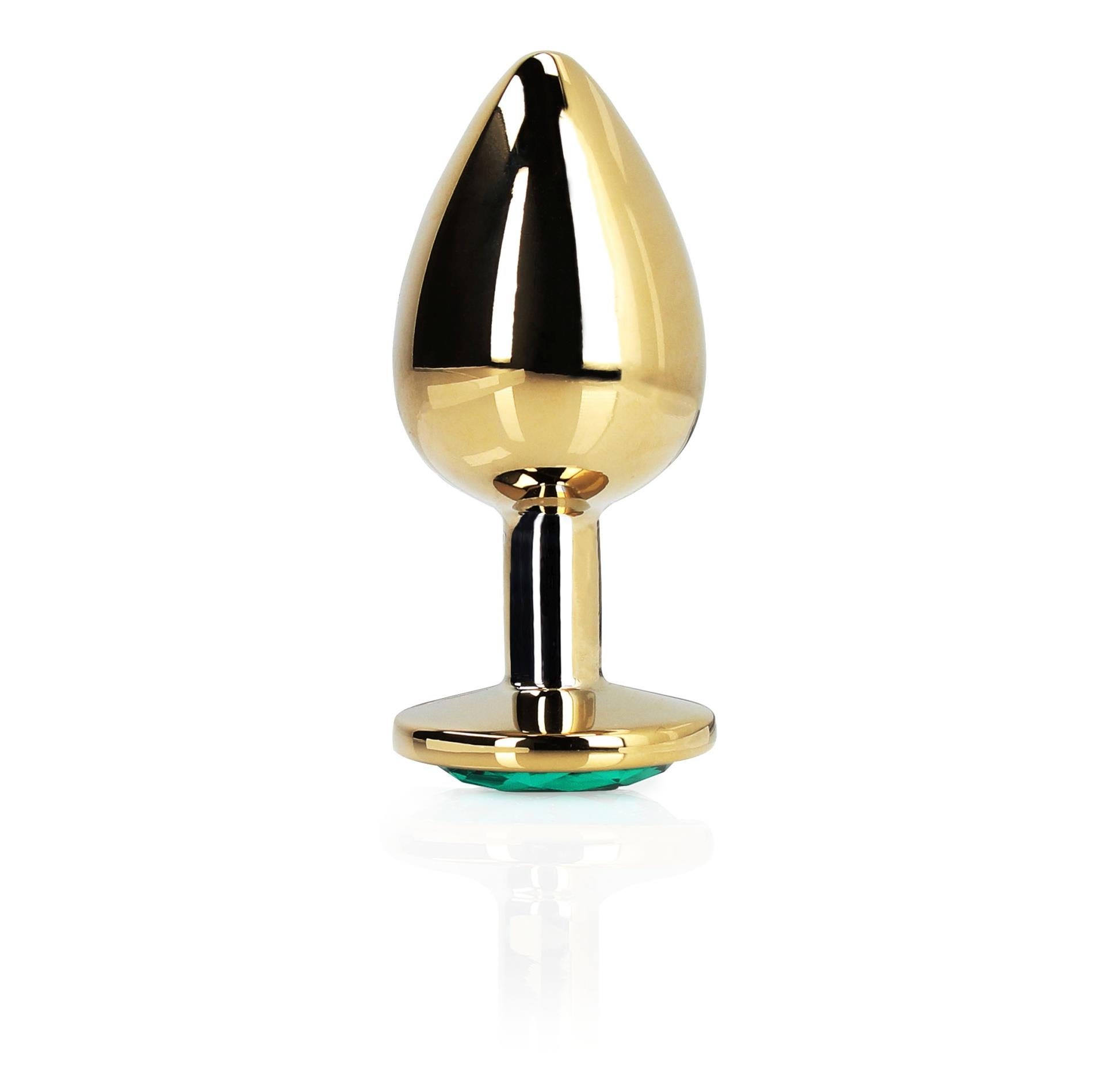 5-ZŁOTY METALOWY KOREK ANALNY PLUG Z DIAMENTEM 7 CM WODOODPORNY-5