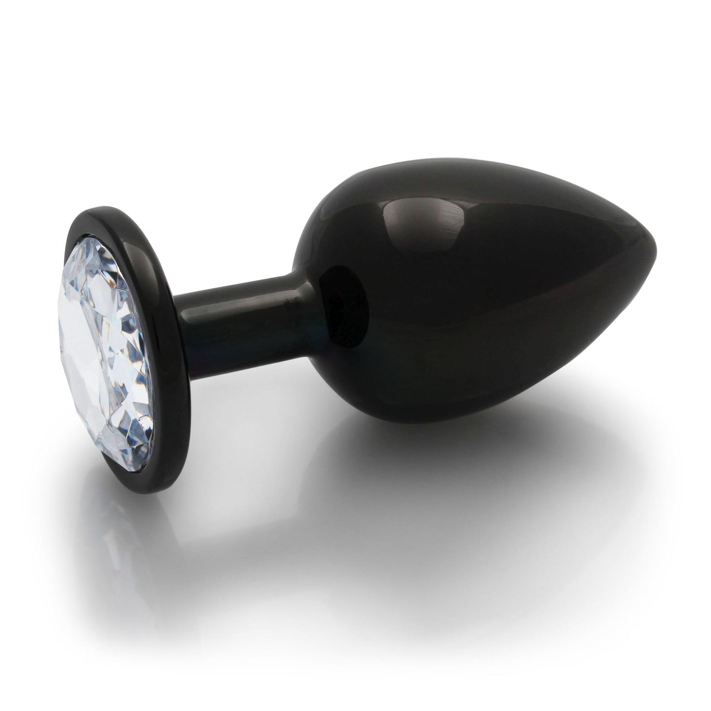 3-CZARNY METALOWY KOREK ANALNY PLUG Z DIAMENTEM 9,3 CM WODOODPORNY-3