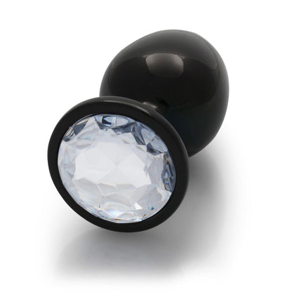5-CZARNY METALOWY KOREK ANALNY PLUG Z DIAMENTEM 9,3 CM WODOODPORNY-5
