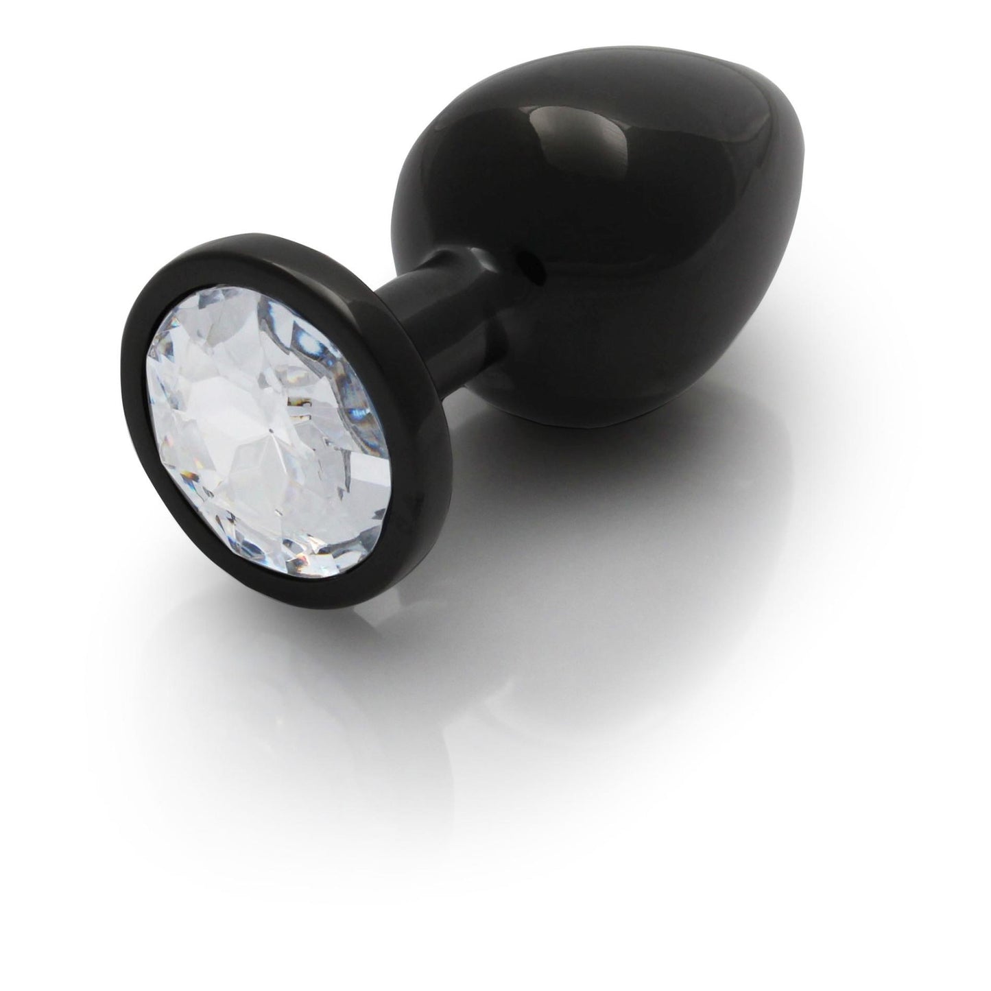 6-CZARNY METALOWY KOREK ANALNY PLUG Z DIAMENTEM 9,3 CM WODOODPORNY-6
