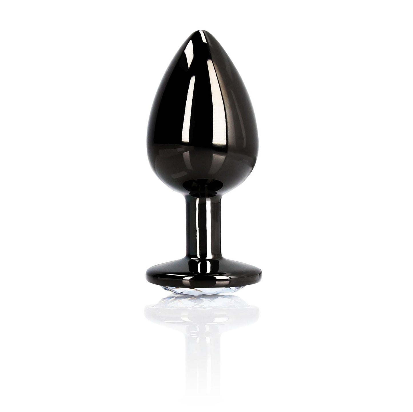 7-CZARNY METALOWY KOREK ANALNY PLUG Z DIAMENTEM 9,3 CM WODOODPORNY-7