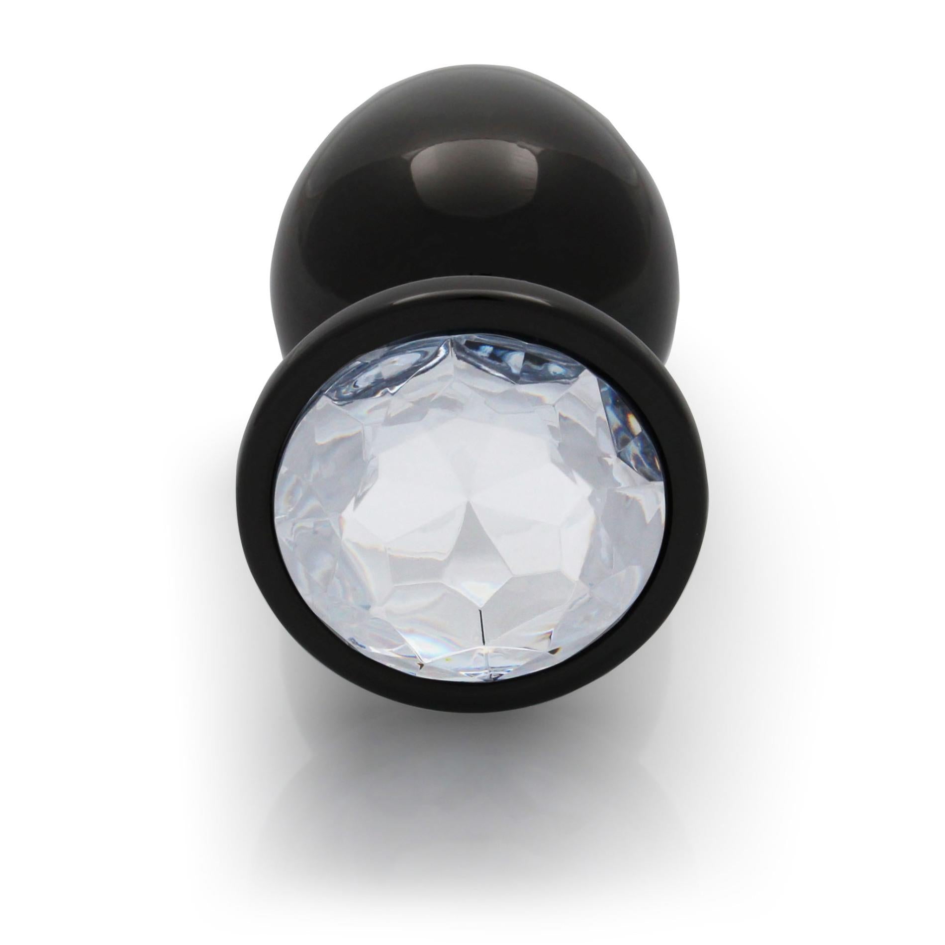 8-CZARNY METALOWY KOREK ANALNY PLUG Z DIAMENTEM 9,3 CM WODOODPORNY-8