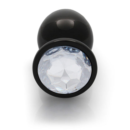 8-CZARNY METALOWY KOREK ANALNY PLUG Z DIAMENTEM 9,3 CM WODOODPORNY-8