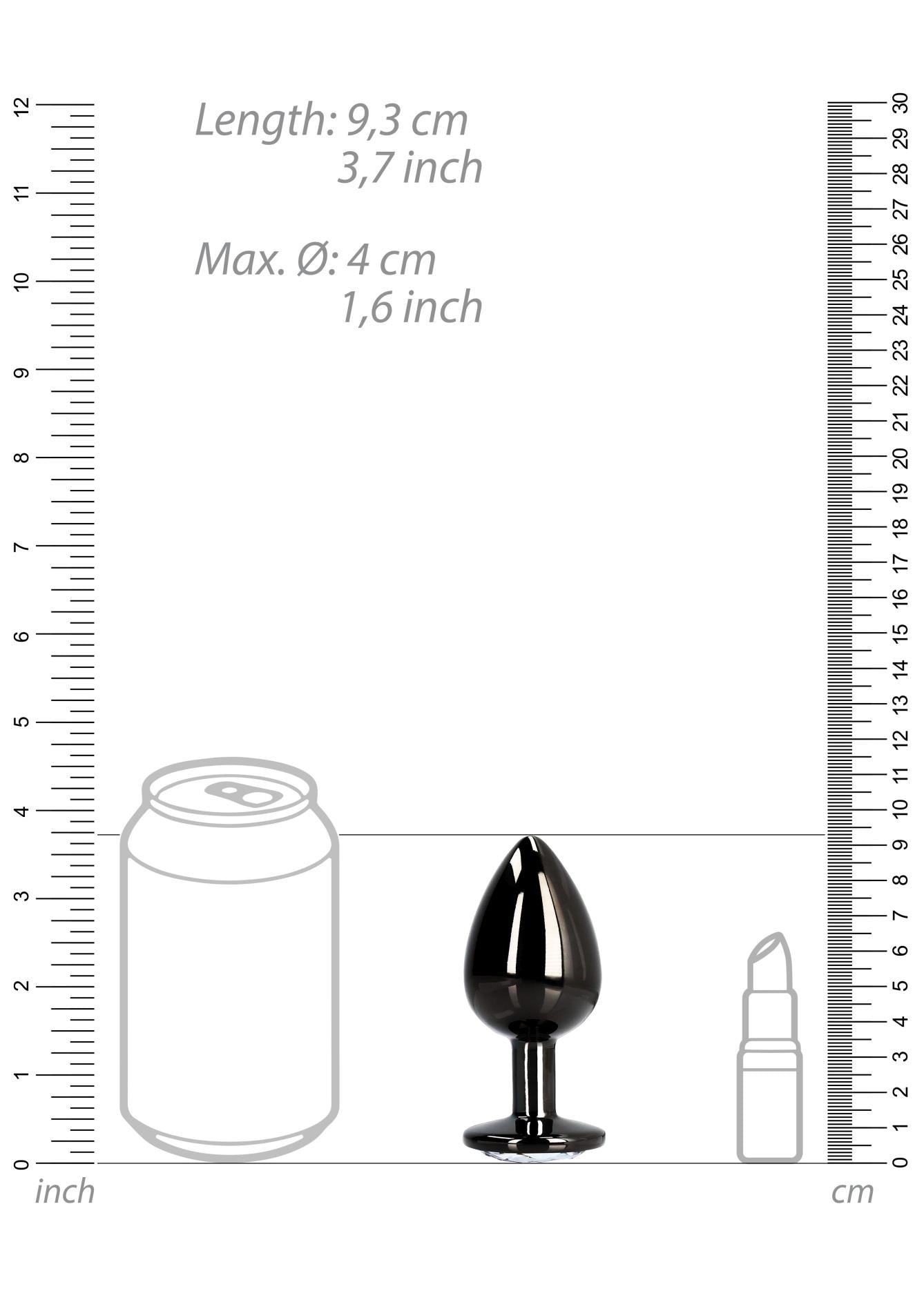 9-CZARNY METALOWY KOREK ANALNY PLUG Z DIAMENTEM 9,3 CM WODOODPORNY-9
