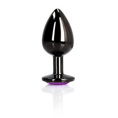 6-CZARNA ZATYCZKA  PLUG ANALNY KOREK METALOWY Z DIAMENTEM 9 CM-6